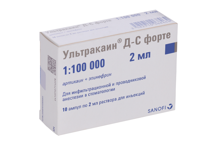 Ультракаин Д-С форте, 2 мл, 10 шт, раствор для инъекций