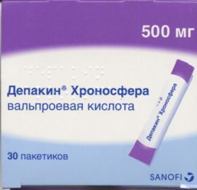 Депакин Хроносфера 500 мг, 30 шт, гранулы пролонгированного действия для приема внутрь