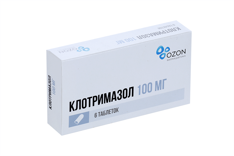 Клотримазол 100 мг, 6 шт, таблетки вагинальные