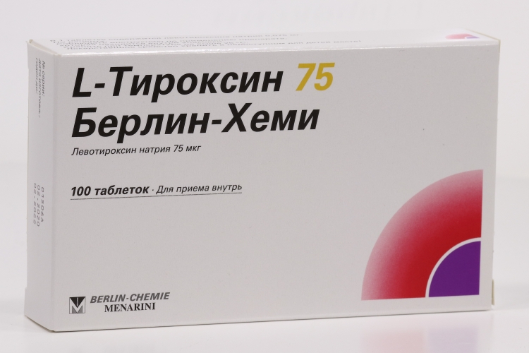 Л-Тироксин 75 Берлин-Хеми 75 мкг, 100 шт, таблетки