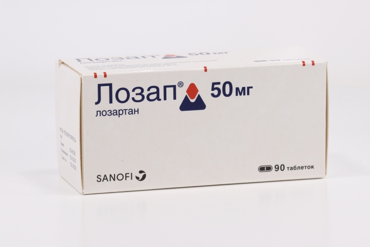 Лозап 50 мг, 90 шт, таблетки покрытые пленочной оболочкой