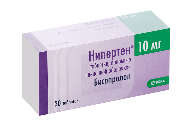 Нипертен 10 мг, 30 шт, таблетки покрытые пленочной оболочкой