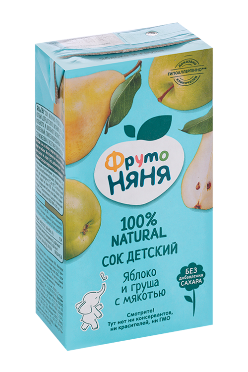 Сок Фрутоняня яблоко/груша с мякотью, 0,5 л