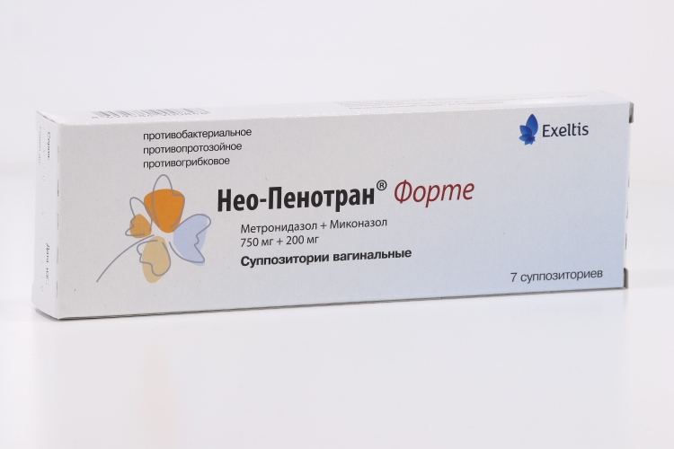 Нео-Пенотран форте 750 мг+200 мг, 7 шт, суппозитории вагинальные
