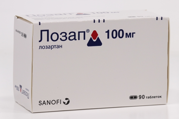 Лозап 100 мг, 90 шт, таблетки покрытые пленочной оболочкой