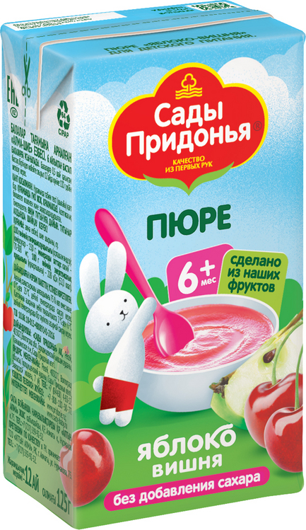 Пюре Сады Придонья ябл/вишня б/сахара, 125 г