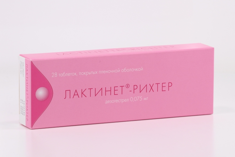 Лактинет-Рихтер 0.075 мг, 28 шт, таблетки покрытые пленочной оболочкой