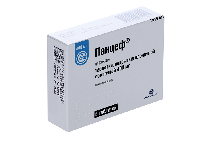 Панцеф 400 мг, 6 шт, таблетки покрытые пленочной оболочкой