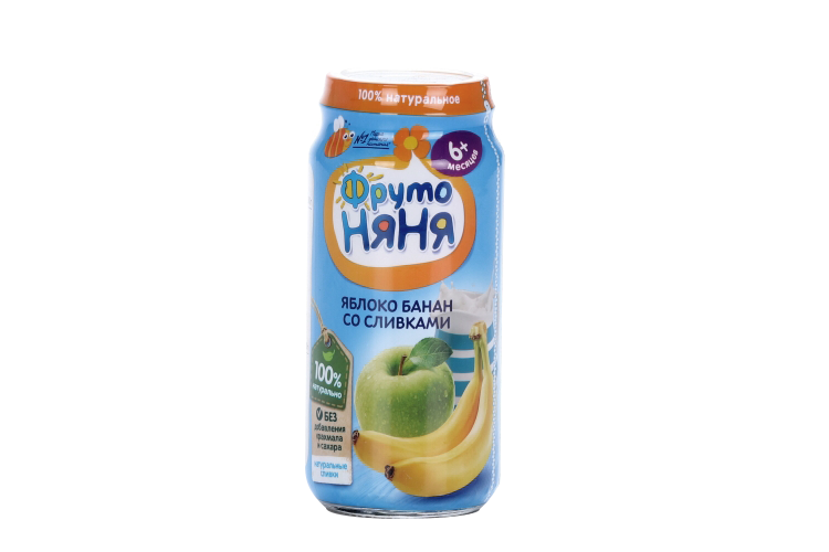Пюре Фрутоняня яблоко/банан/сливки, 250 г