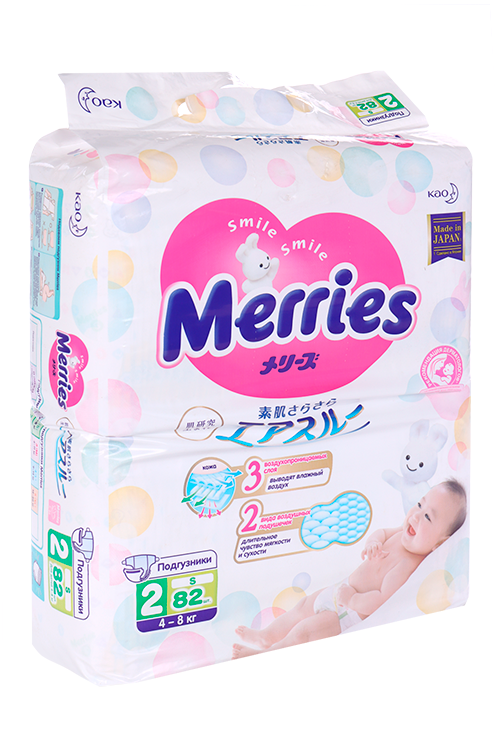 Подгузники Мэррис S (4-8кг), 82 шт