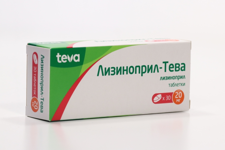 Лизиноприл-Тева 20 мг, 30 шт, таблетки