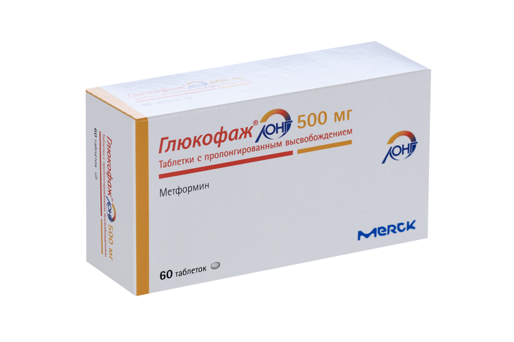 Глюкофаж Лонг 500 мг, 60 шт, таблетки пролонгированного действия