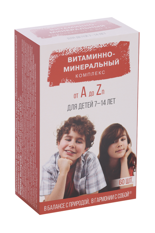 Витаминно-Минеральный компл от А до Цинка д/школьн/детей 7-14 лет, 60 шт, таблетки