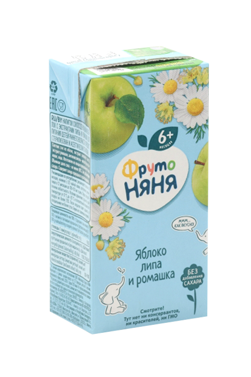 Напиток Фрутоняня сокосодерж яблоко/экстр ромашки/липы неосветл д/дет ранн возр (с 6 мес), 0,2 л