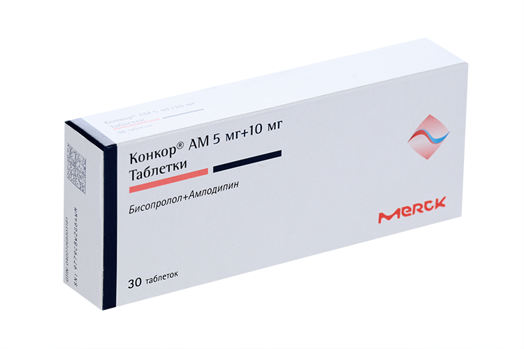 Конкор АМ 5 мг+10 мг, 30 шт, таблетки