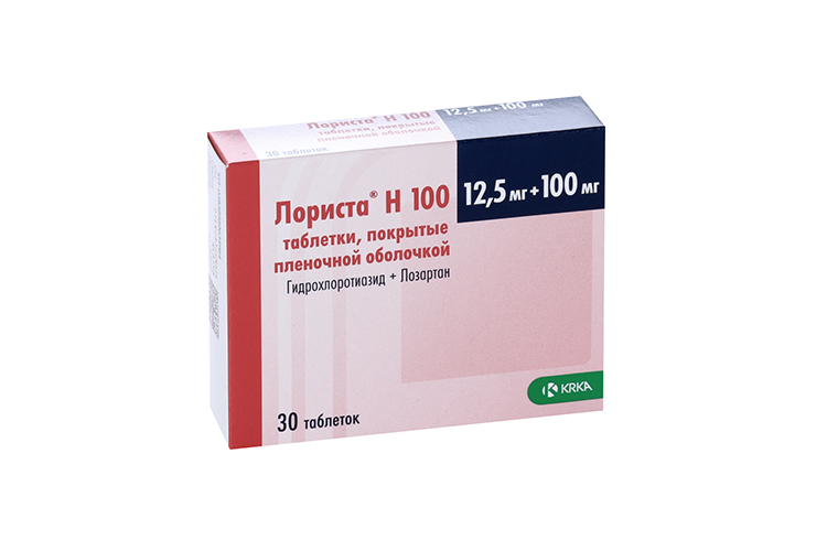 Лориста Н 100 12.5 мг+100 мг, 30 шт, таблетки покрытые пленочной оболочкой