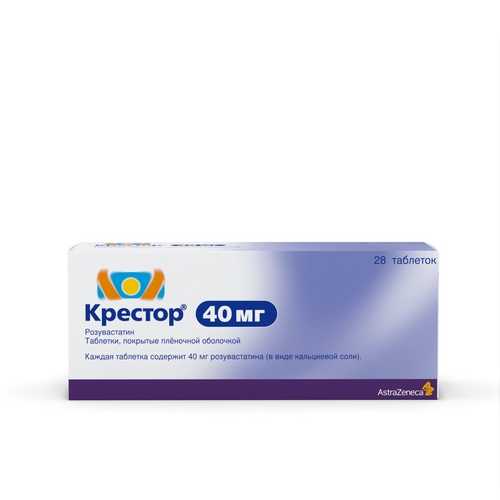 Крестор 40 мг, 28 шт, таблетки покрытые пленочной оболочкой