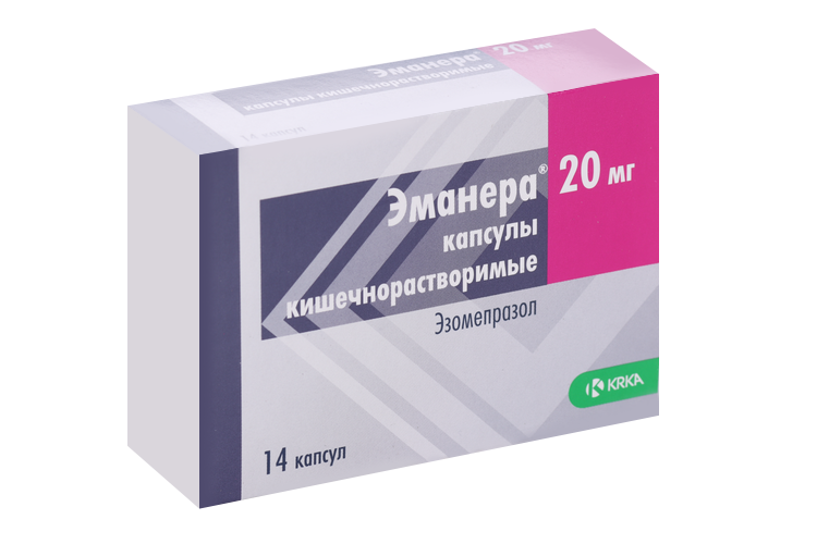 Эманера 20 мг, 14 шт, капсулы кишечнорастворимые