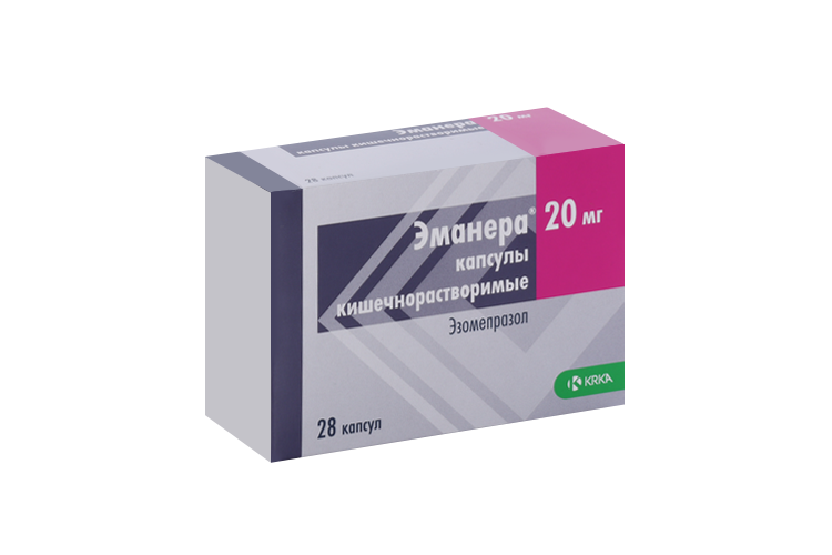 Эманера 20 мг, 28 шт, капсулы кишечнорастворимые