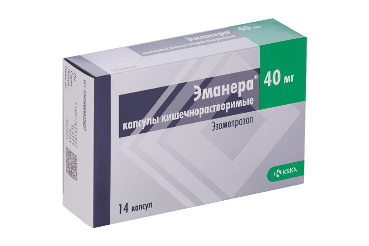 Эманера 40 мг, 14 шт, капсулы кишечнорастворимые