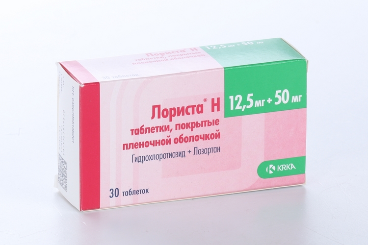 Лориста Н 12.5 мг+50 мг, 30 шт, таблетки покрытые пленочной оболочкой