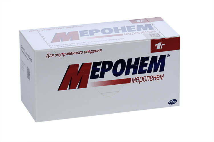 Меронем 1000 мг, 10 шт, порошок для приготовления раствора для внутривенного введения