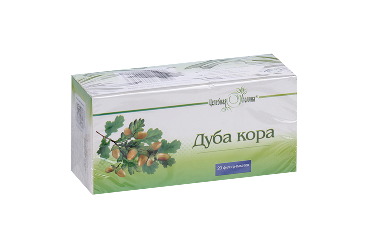 Дуба кора 1.5 г, 20 шт, сырье растительное-порошок