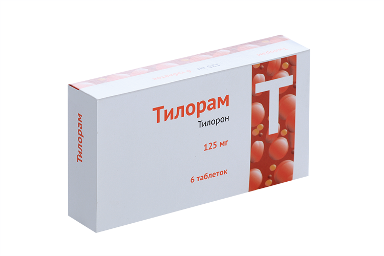 Тилорам 125 мг, 6 шт, таблетки покрытые пленочной оболочкой