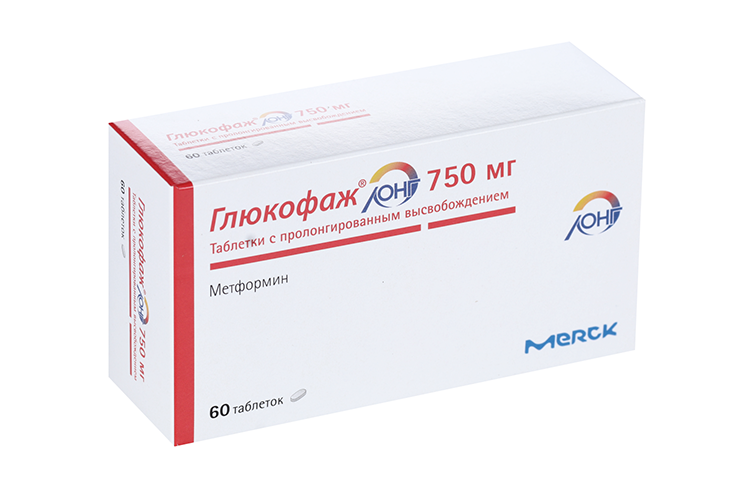 Глюкофаж Лонг 750 мг, 60 шт, таблетки пролонгированного действия