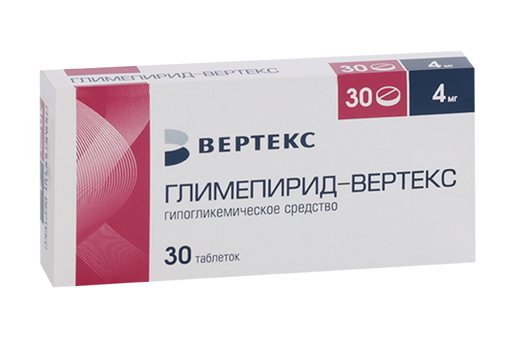 Глимепирид-Вертекс 4 мг, 30 шт, таблетки