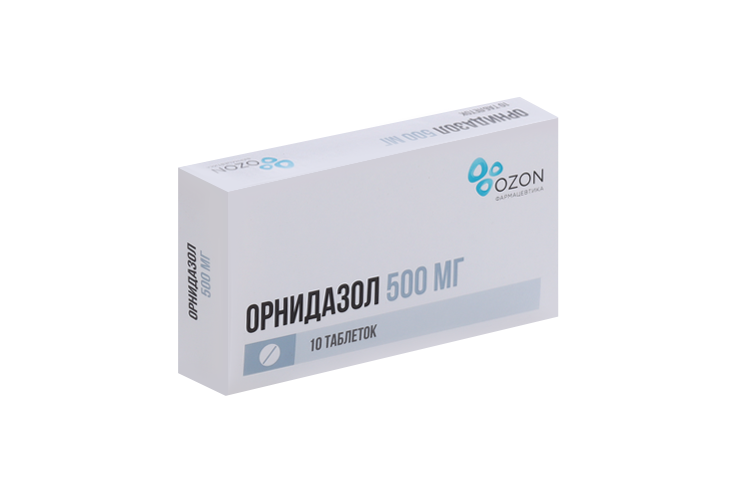 Орнидазол 500 мг, 10 шт, таблетки покрытые пленочной оболочкой