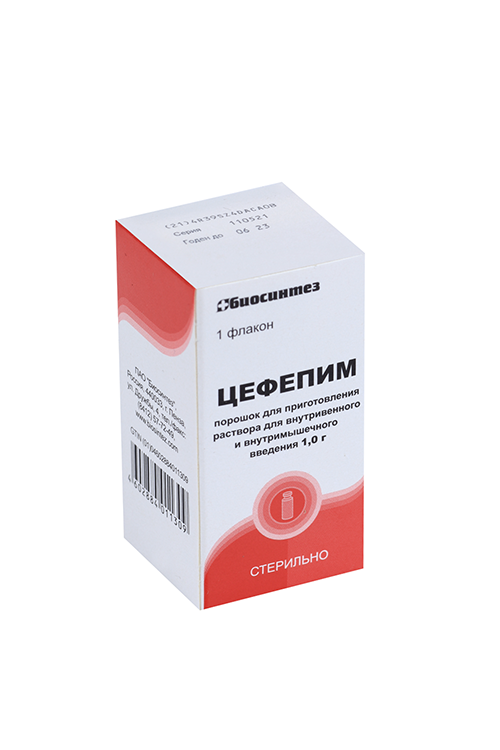 Цефепим 1 г, порошок для приготовления раствора для внутривенного и внутримышечного введения Биосинтез