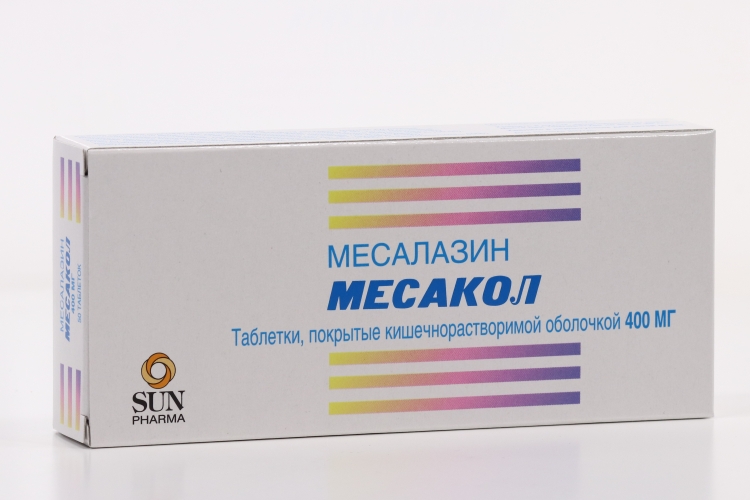 Месакол 400 мг, 50 шт, таблетки покрытые кишечнорастворимой оболочкой