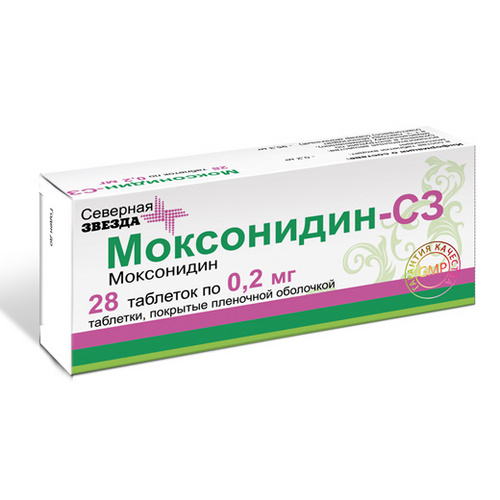 Моксонидин-СЗ 0.2 мг, 28 шт, таблетки покрытые пленочной оболочкой