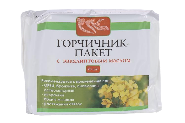 Горчичник пакет с эвкалиптовым маслом, 20 шт