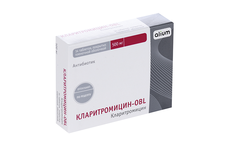 Кларитромицин-OBL 500 мг, 14 шт, таблетки покрытые пленочной оболочкой