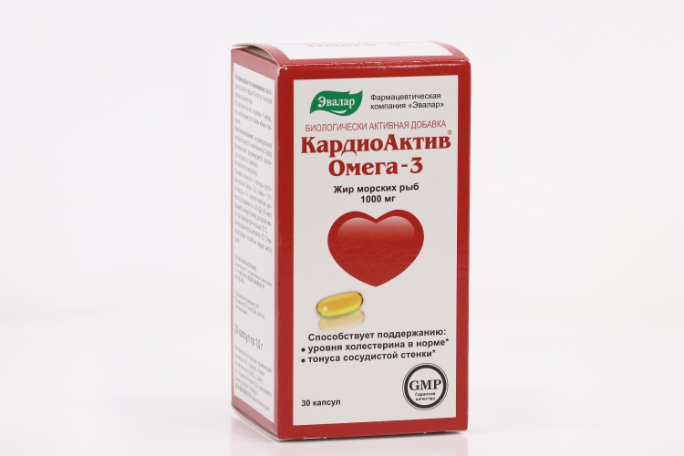 КардиоАктив Омега-3, 1 000 мг, 30 шт, капсулы