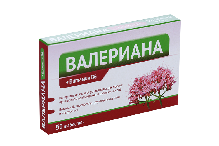 Валериана+Витамин В6, 94 мг, 50 шт, таблетки