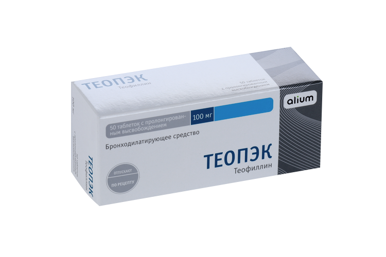 Теопэк 100 мг, 50 шт, таблетки пролонгированного действия