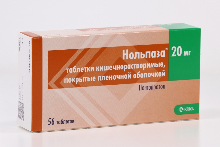 Нольпаза 20 мг, 56 шт, таблетки покрытые кишечнорастворимой оболочкой
