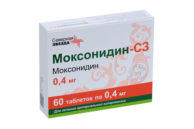 Моксонидин-СЗ 0.4 мг, 60 шт, таблетки покрытые пленочной оболочкой
