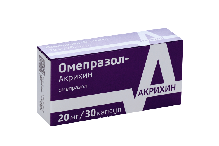 Омепразол-Акрихин 20 мг, 30 шт, капсулы