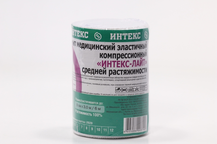 Бинт ИНТЕКС-ЛАЙТ компрессион эласт мед Т застежка средней растяж 80мм х3 м
