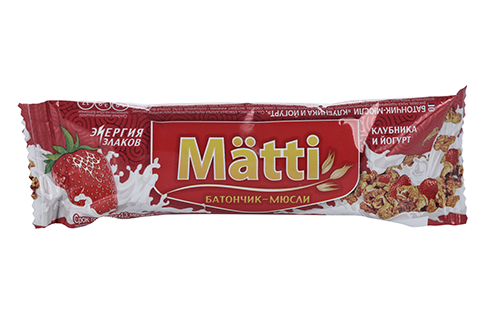 Батончик мюсли Матти клубника и йогурт, 24 г