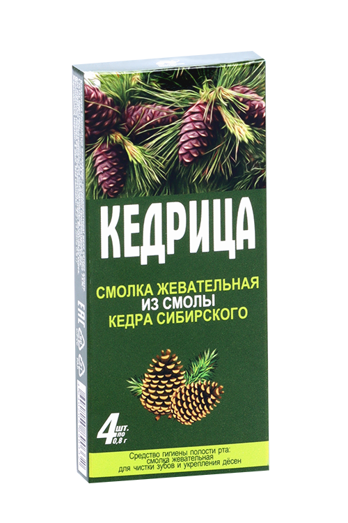 Смолка Кедрица жевательная из смолы кедра Сибирского, 4 шт