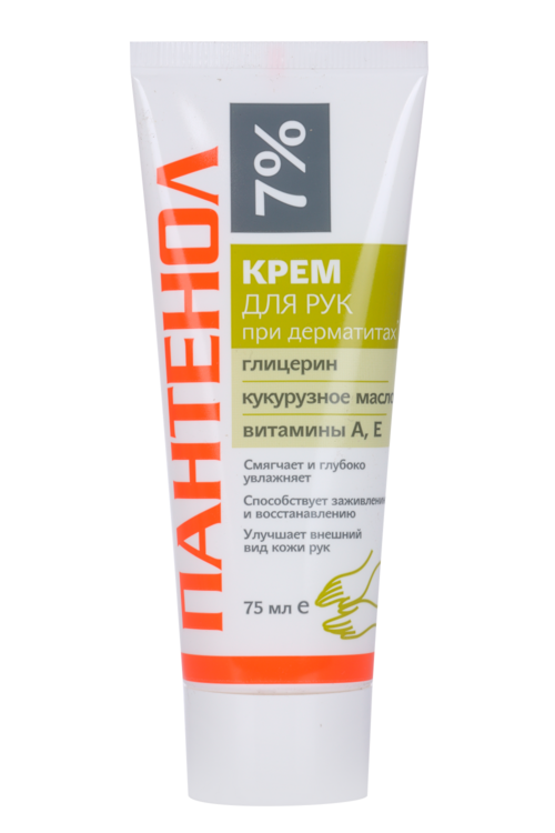 Пантенол 7% крем д/рук при дерматите глицерин/масло кукурузное/витамины А,Е, 75 мл