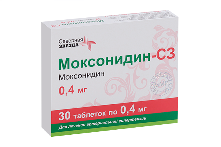 Моксонидин-СЗ 0.4 мг, 30 шт, таблетки покрытые пленочной оболочкой