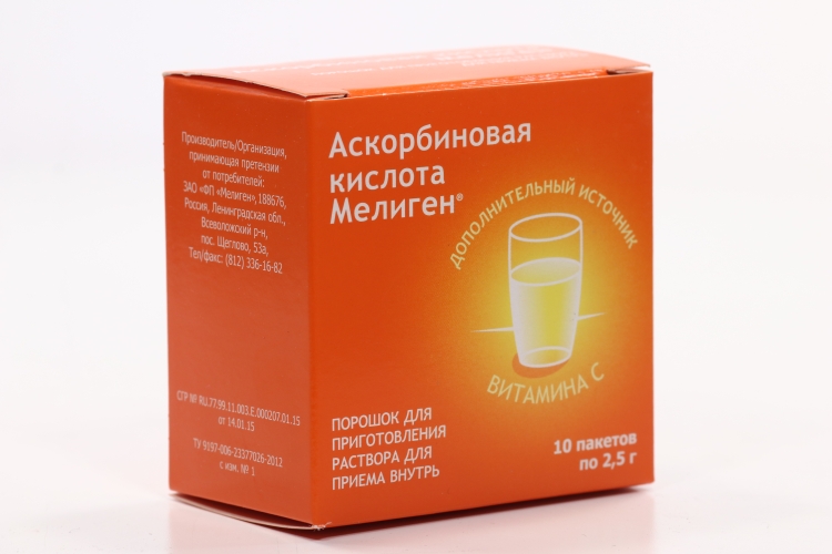 Аскорбиновая кислота, 2,5 г, 10 шт, пакеты