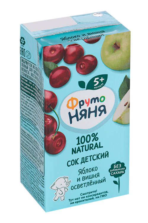 Сок Фрутоняня яблоко/вишня осв д/дет ранн возр, 0,2 л