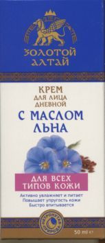 Крем Золотой Алтай д/лица дневн д/всех типов кожи с маслом льна, 50 мл